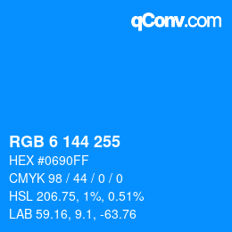 Color code: RGB 6 144 255 | qconv.com