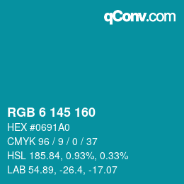 Color code: RGB 6 145 160 | qconv.com
