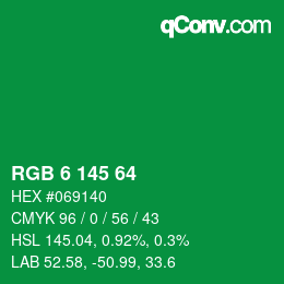 Color code: RGB 6 145 64 | qconv.com