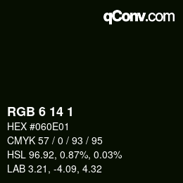 颜色代码: RGB 6 14 1 | qconv.com