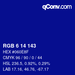 Color code: RGB 6 14 143 | qconv.com