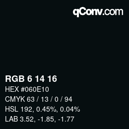 Color code: RGB 6 14 16 | qconv.com