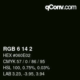 颜色代码: RGB 6 14 2 | qconv.com