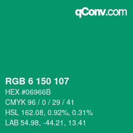 Color code: RGB 6 150 107 | qconv.com