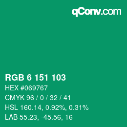 Color code: RGB 6 151 103 | qconv.com
