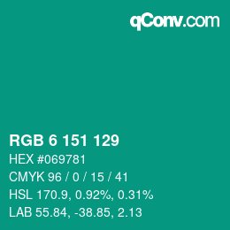 Color code: RGB 6 151 129 | qconv.com