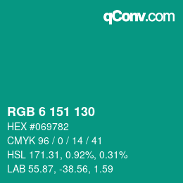 Color code: RGB 6 151 130 | qconv.com