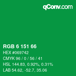 Color code: RGB 6 151 66 | qconv.com