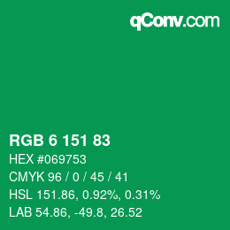 Color code: RGB 6 151 83 | qconv.com