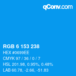 Color code: RGB 6 153 238 | qconv.com
