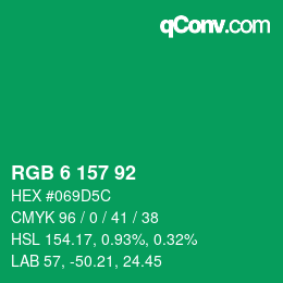 Color code: RGB 6 157 92 | qconv.com