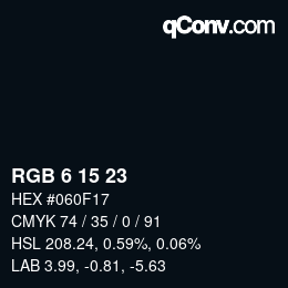 Color code: RGB 6 15 23 | qconv.com