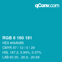 Color code: RGB 6 160 181 | qconv.com