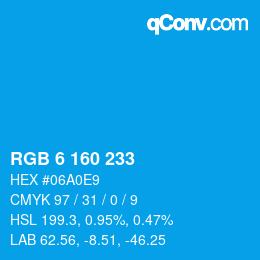 Color code: RGB 6 160 233 | qconv.com
