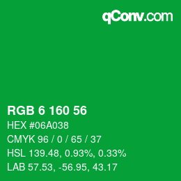 Color code: RGB 6 160 56 | qconv.com