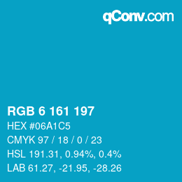 カラーコード: RGB 6 161 197 | qconv.com