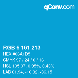 カラーコード: RGB 6 161 213 | qconv.com