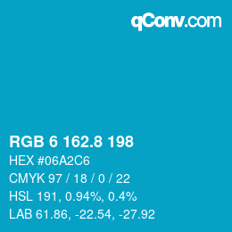 カラーコード: RGB 6 162.8 198 | qconv.com
