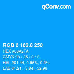 カラーコード: RGB 6 162.8 250 | qconv.com