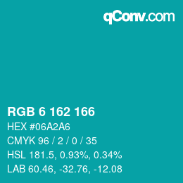 Color code: RGB 6 162 166 | qconv.com