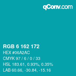 Color code: RGB 6 162 172 | qconv.com