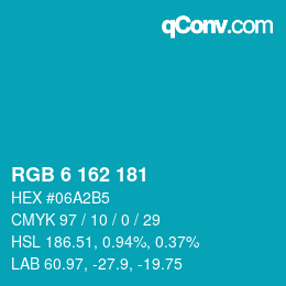 Color code: RGB 6 162 181 | qconv.com