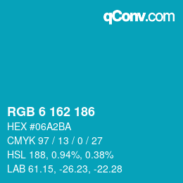 カラーコード: RGB 6 162 186 | qconv.com
