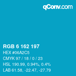 Color code: RGB 6 162 197 | qconv.com