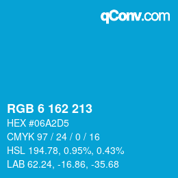 Color code: RGB 6 162 213 | qconv.com
