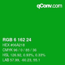 Color code: RGB 6 162 24 | qconv.com