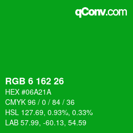 Color code: RGB 6 162 26 | qconv.com