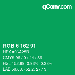 Color code: RGB 6 162 91 | qconv.com