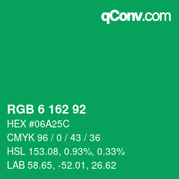 Color code: RGB 6 162 92 | qconv.com