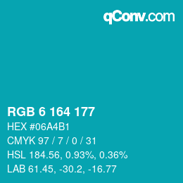 Color code: RGB 6 164 177 | qconv.com