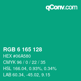 Color code: RGB 6 165 128 | qconv.com