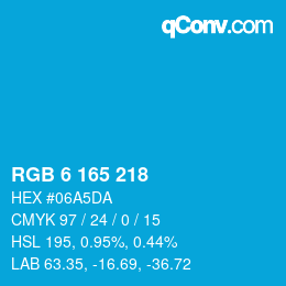 Color code: RGB 6 165 218 | qconv.com