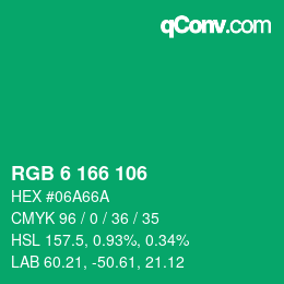 Color code: RGB 6 166 106 | qconv.com