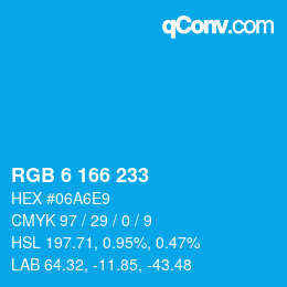 Color code: RGB 6 166 233 | qconv.com