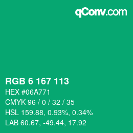 Color code: RGB 6 167 113 | qconv.com