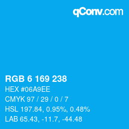 Color code: RGB 6 169 238 | qconv.com