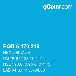 Color code: RGB 6 170 219 | qconv.com