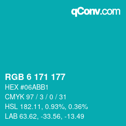 颜色代码: RGB 6 171 177 | qconv.com