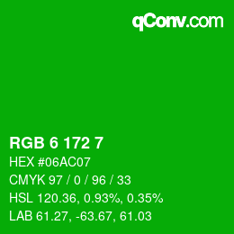 Color code: RGB 6 172 7 | qconv.com