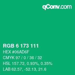 Color code: RGB 6 173 111 | qconv.com
