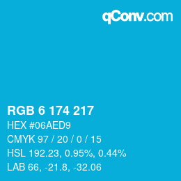 Color code: RGB 6 174 217 | qconv.com