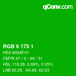 カラーコード: RGB 6 175 1 | qconv.com