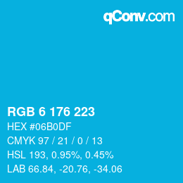 Color code: RGB 6 176 223 | qconv.com