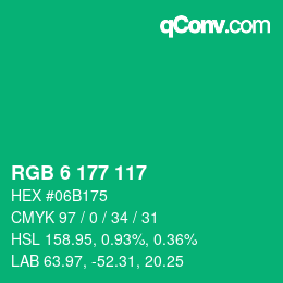颜色代码: RGB 6 177 117 | qconv.com