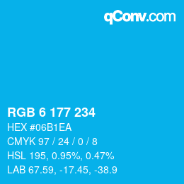 颜色代码: RGB 6 177 234 | qconv.com