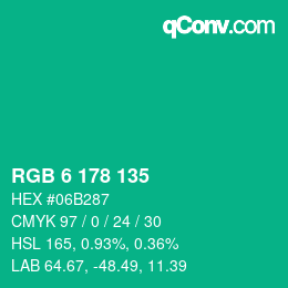 Color code: RGB 6 178 135 | qconv.com